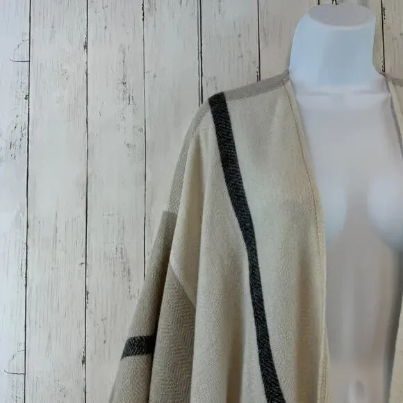 NWT Three Dots Neutral Tan/Black Plaid Miranda Cashmere Wrap One Size - Picture 5 of 11